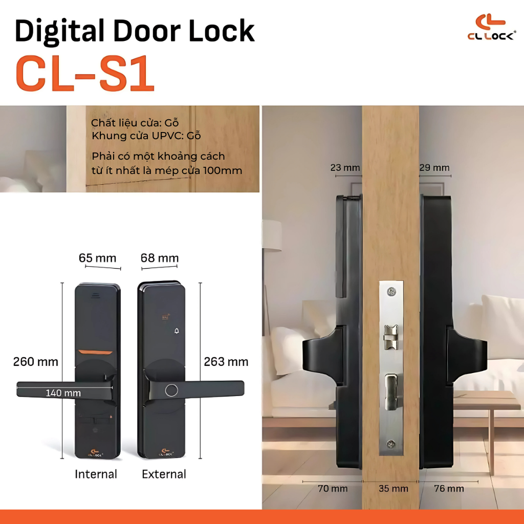 CL-S1 – Khóa cửa điện tử bán tự động