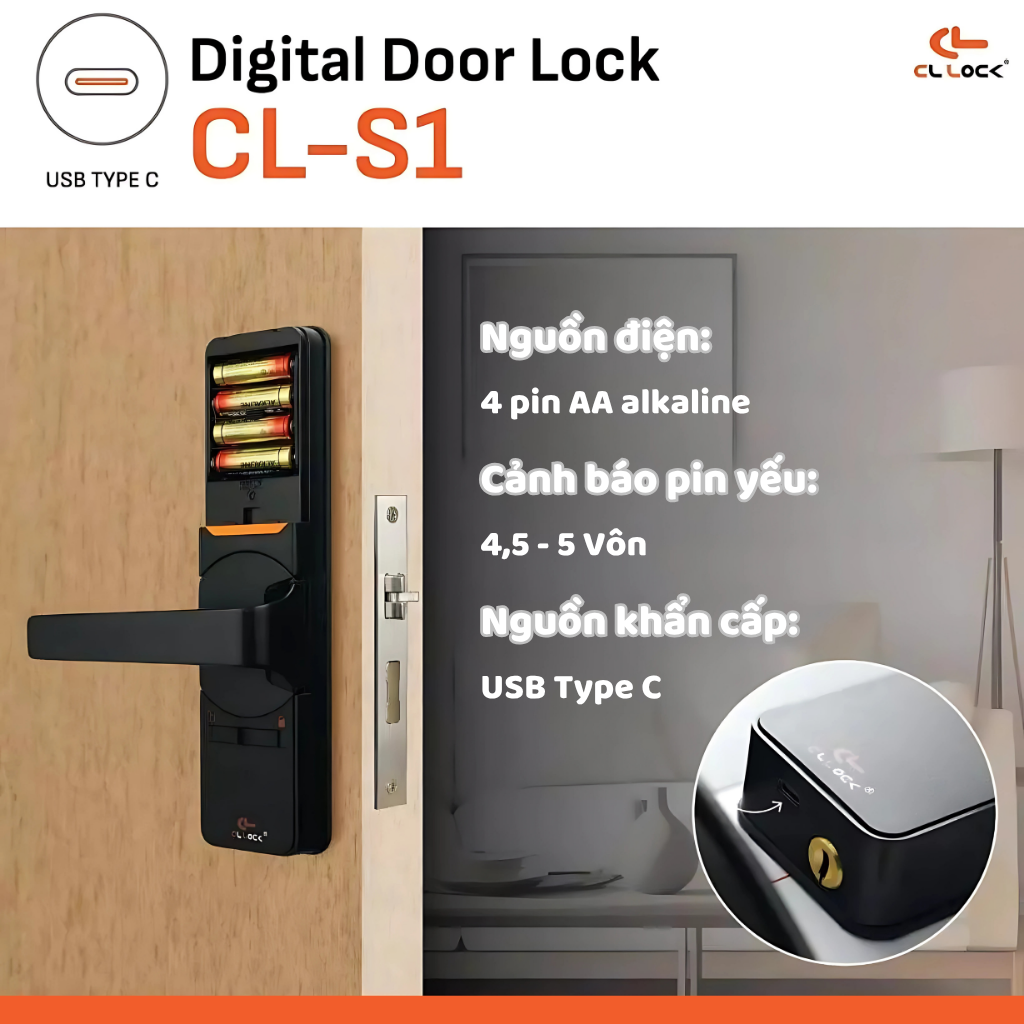 CL-S1 – Khóa cửa điện tử bán tự động