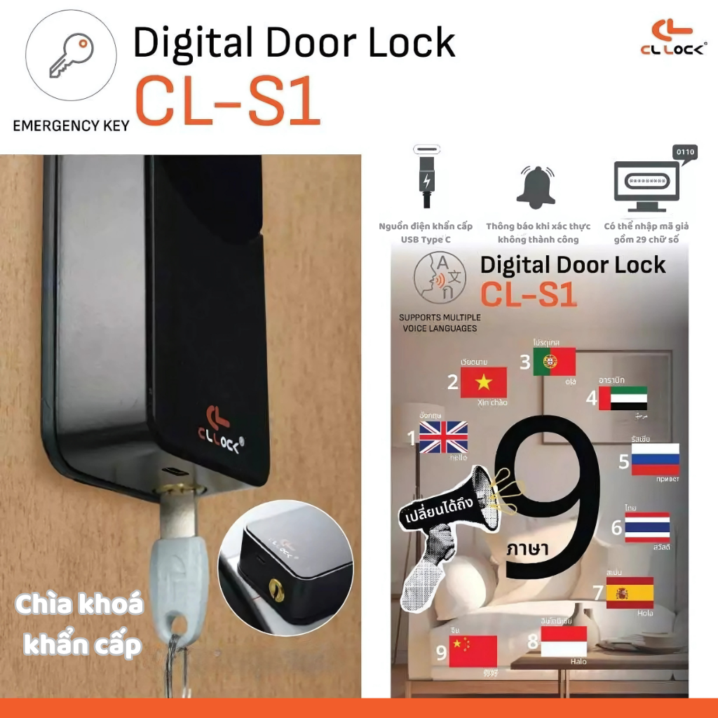 CL-S1 – Khóa cửa điện tử bán tự động