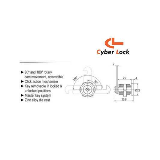 Khóa Camlock 25mm - Chìa Vi Tính